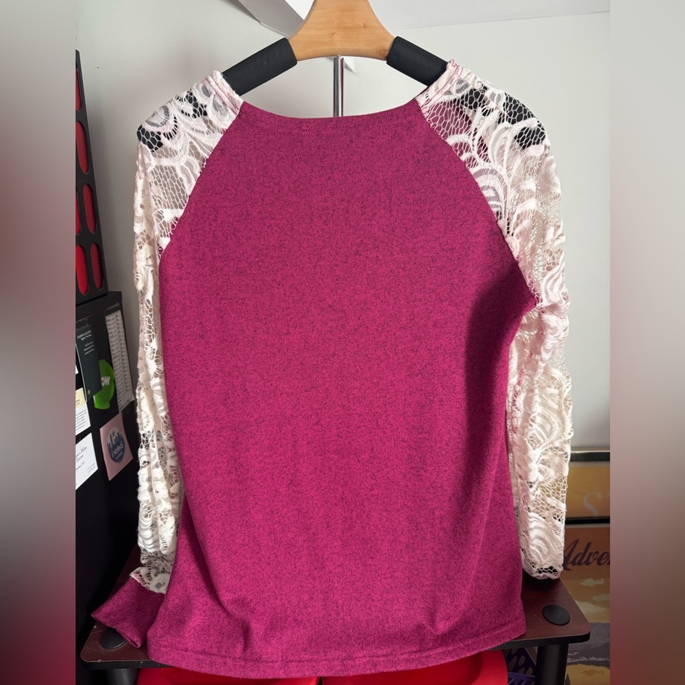 Lacey Jersey Knit Long Sleeve Shirt